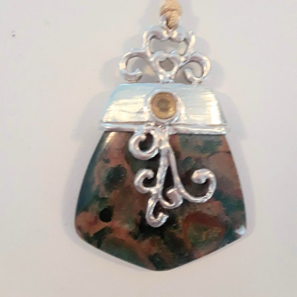 Sterling Silver Jasper & Citrine Pendant - Picture 2 of 3